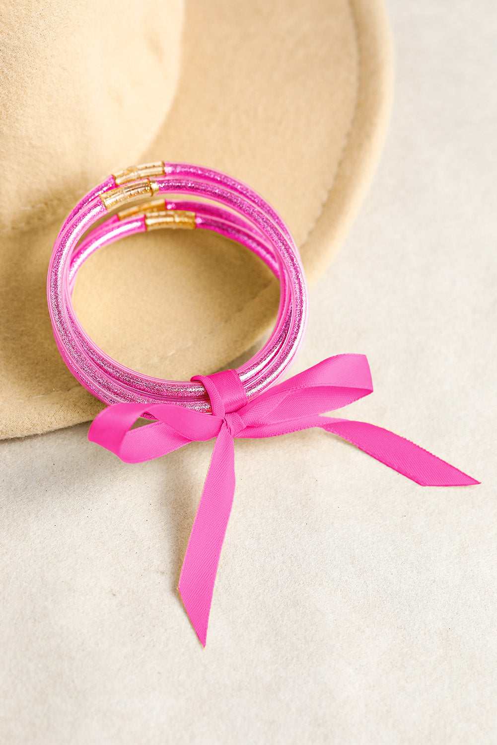 Apricot Glitter Bowknot Layered Jelly Bracelet