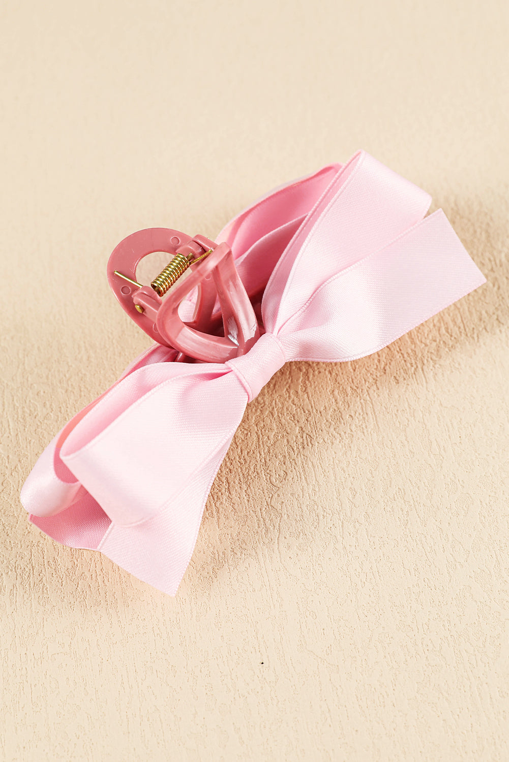 White Solid Color Ribbon Bow Decor Hair Clip