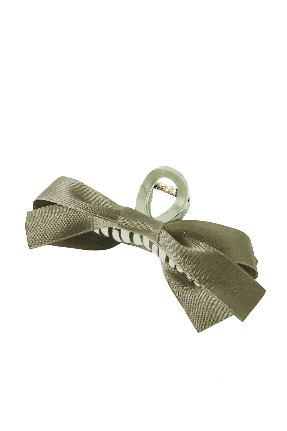 White Solid Color Ribbon Bow Decor Hair Clip