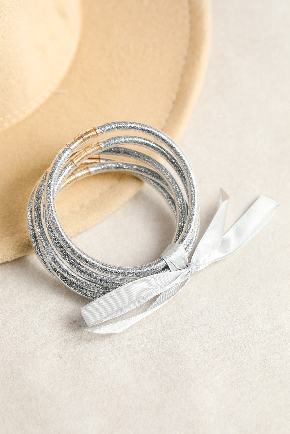 Apricot Glitter Bowknot Layered Jelly Bracelet