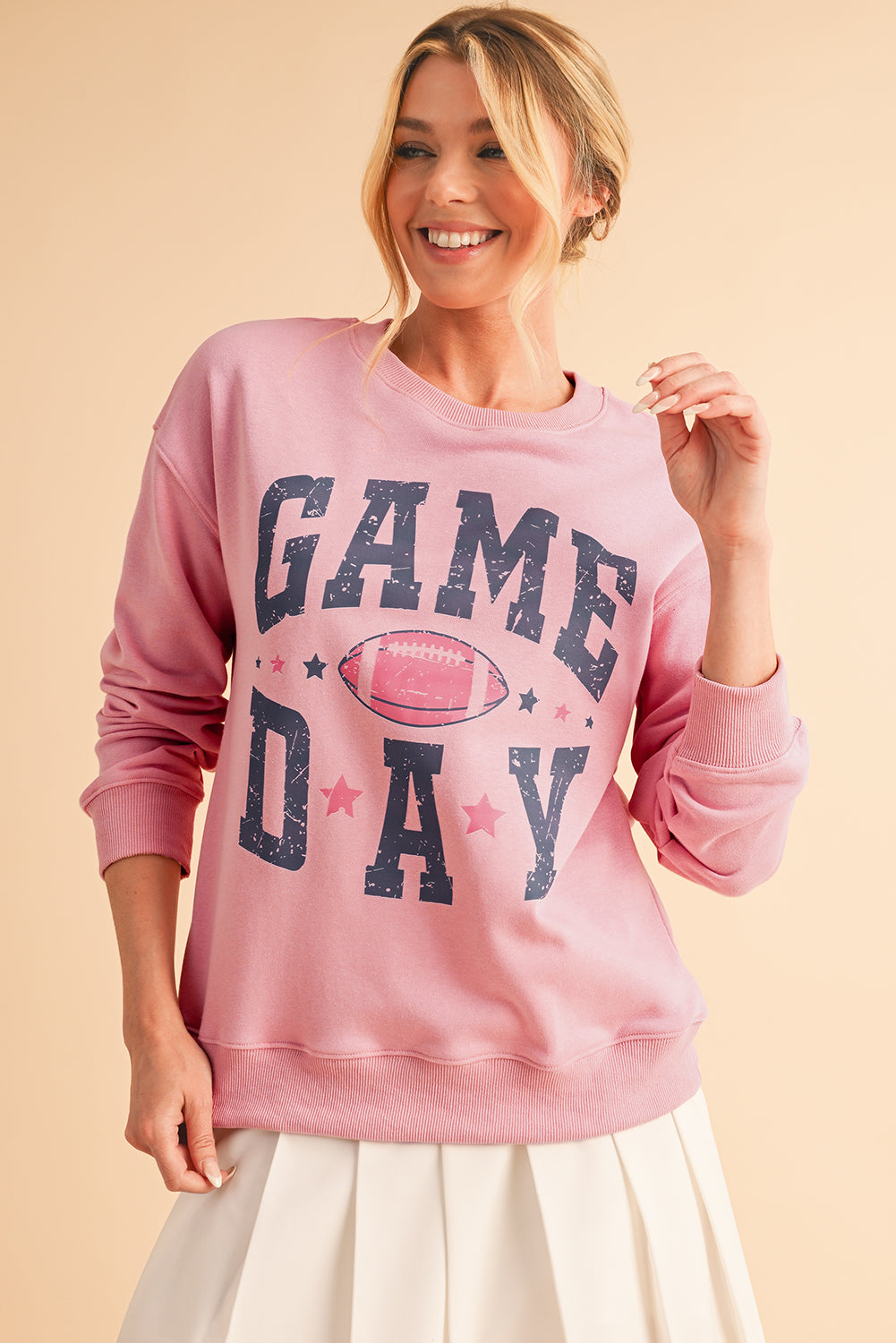 Pink Rugby GAME DAY Graphic Drop Shoulder Sweatshirt