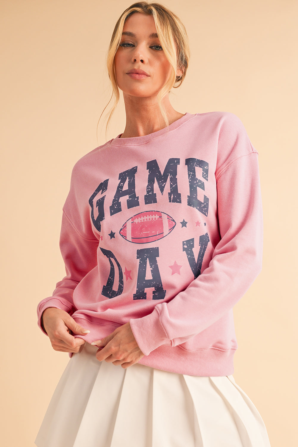 Pink Rugby GAME DAY Graphic Drop Shoulder Sweatshirt