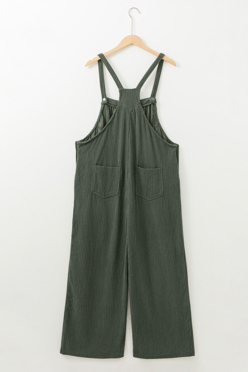 Jungle Green Plus Size Side Pockets Corduroy Overall