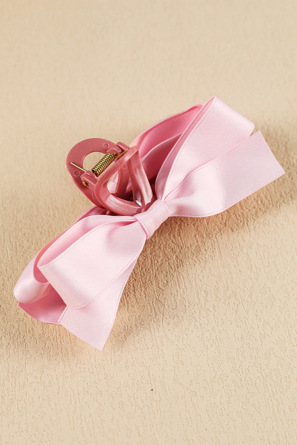 White Solid Color Ribbon Bow Decor Hair Clip