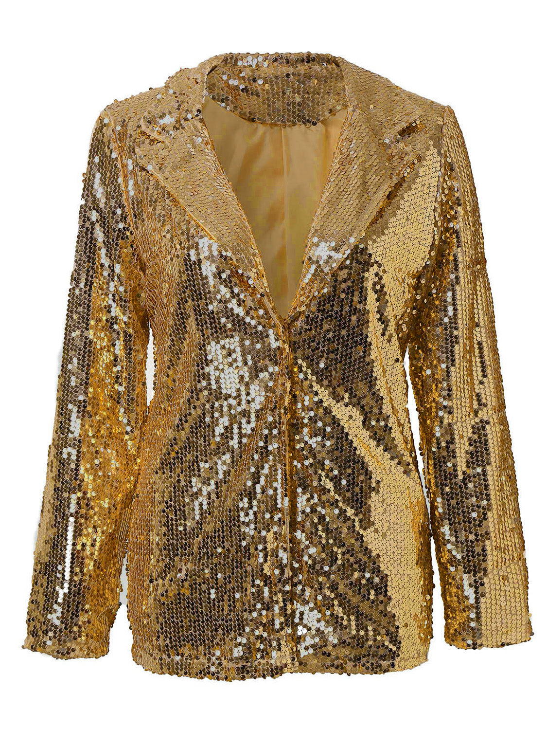 Sequin Lapel Collar Long Sleeve Blazer