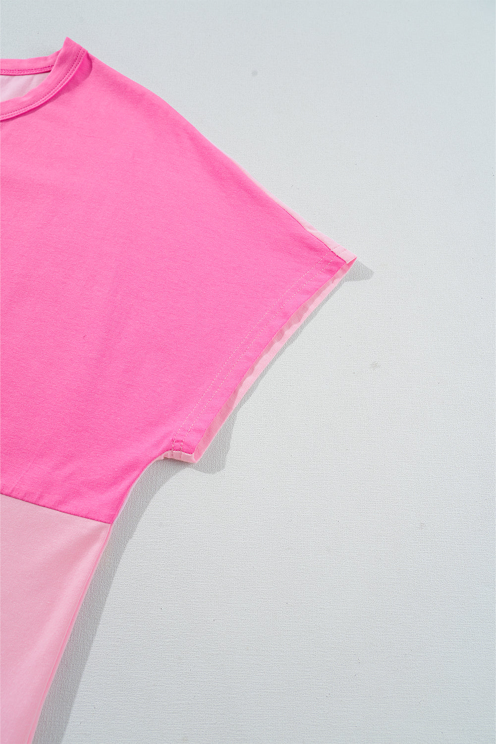 Pink Colorblock Half Buttons Henley T Shirt