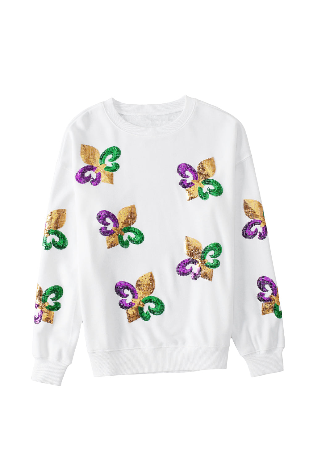 Black Sequin MARDI GRAS Graphic Pullover Sweatshirt