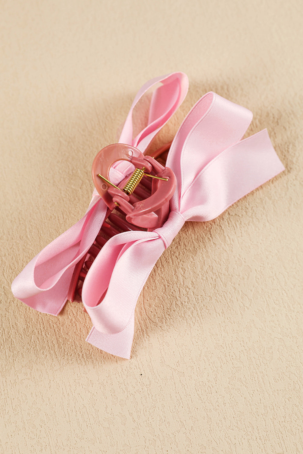 White Solid Color Ribbon Bow Decor Hair Clip