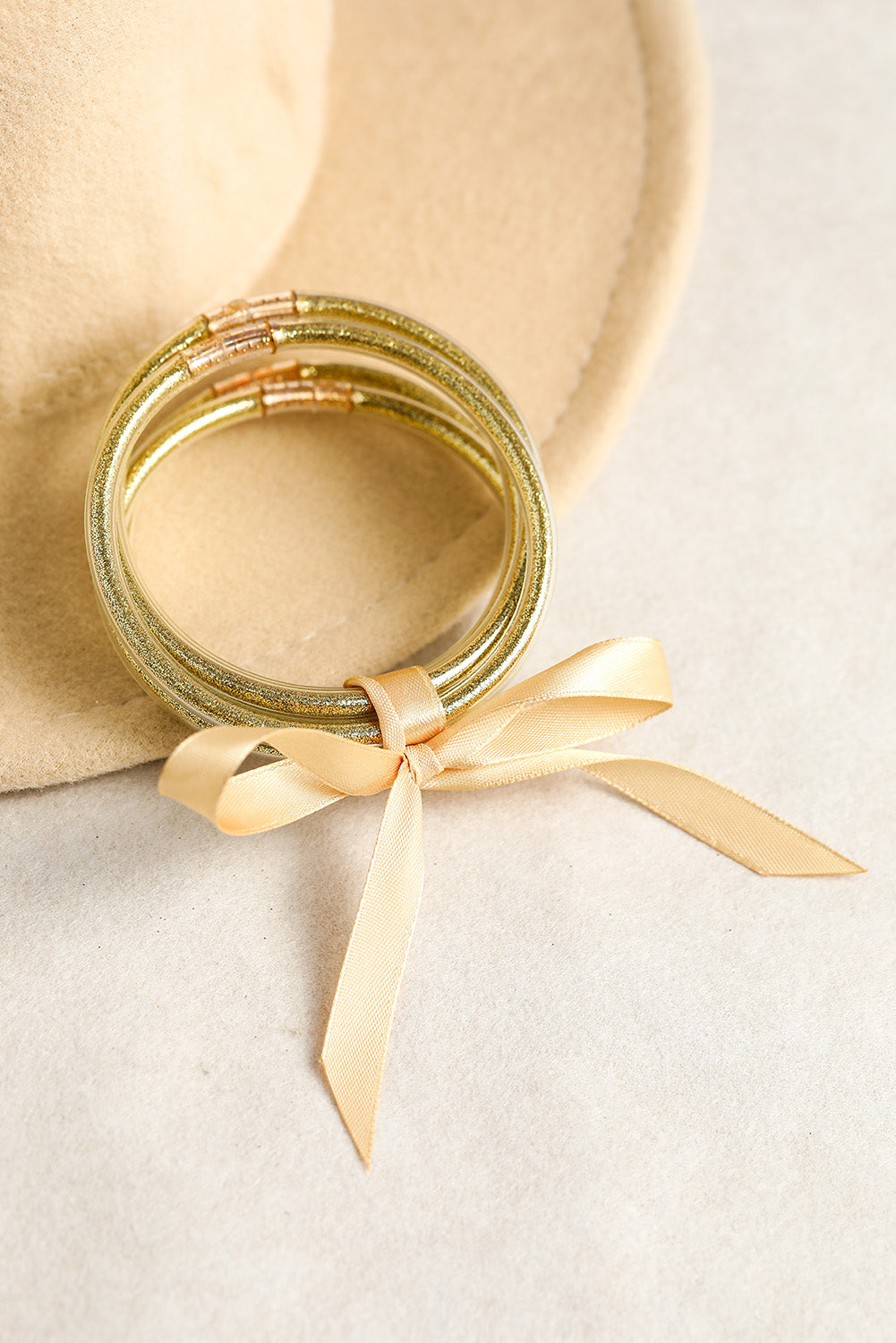 Apricot Glitter Bowknot Layered Jelly Bracelet